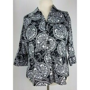 212 Collection Blouse women 3/4 XL sleeves stretch buttons down shirt